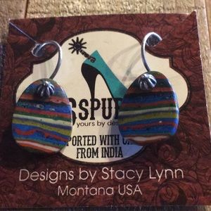 French Wire Earrings with Calsilica Stone